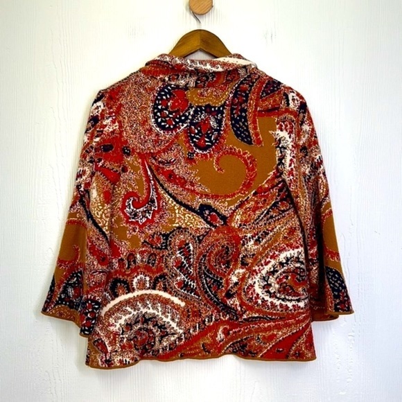 Moth by Anthropologie- Intarsia Paisley Colorful Print 1 Button Sweater Jacket S - Picture 11 of 12